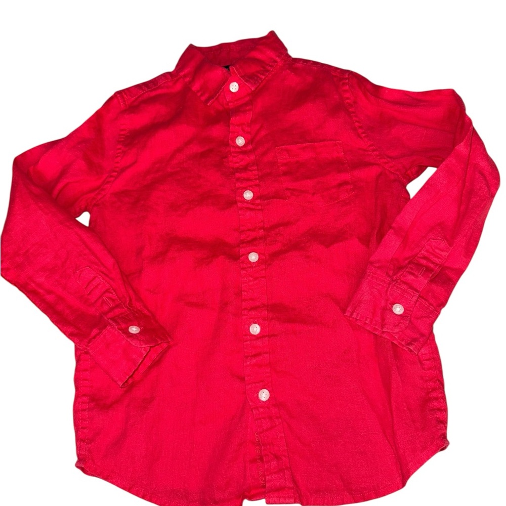 Janie and Jack Red Button Down Shirt Size 5